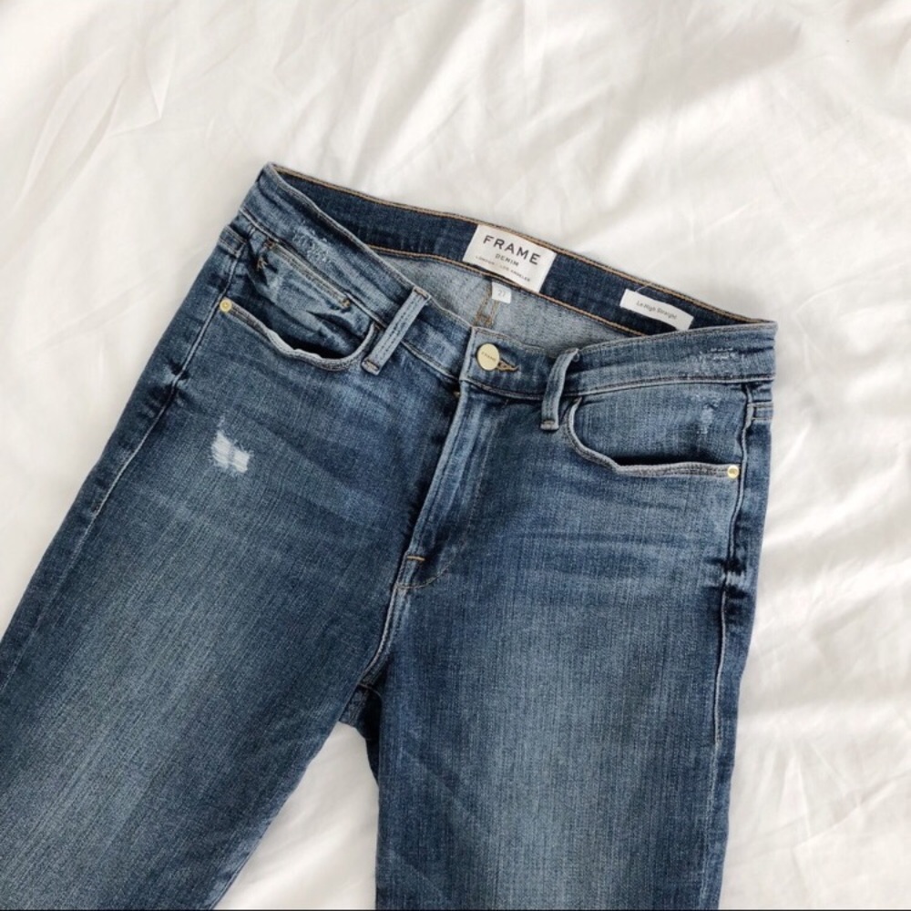 Frame Le High Straight Raw Stagger Jeans